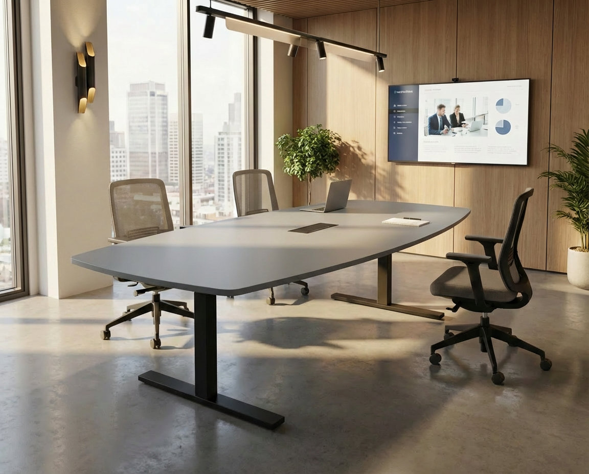 T-Easy båtform 240cm. Bordplate: Lys grå